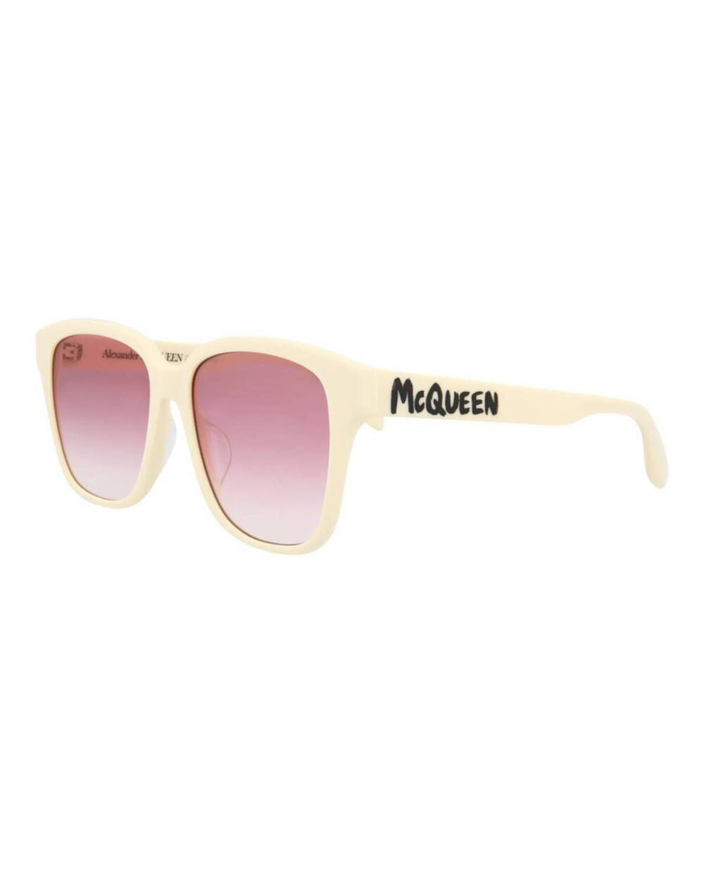 NEW ALEXANDER MCQUEEN women's square-frame acetate sunglasses in beige